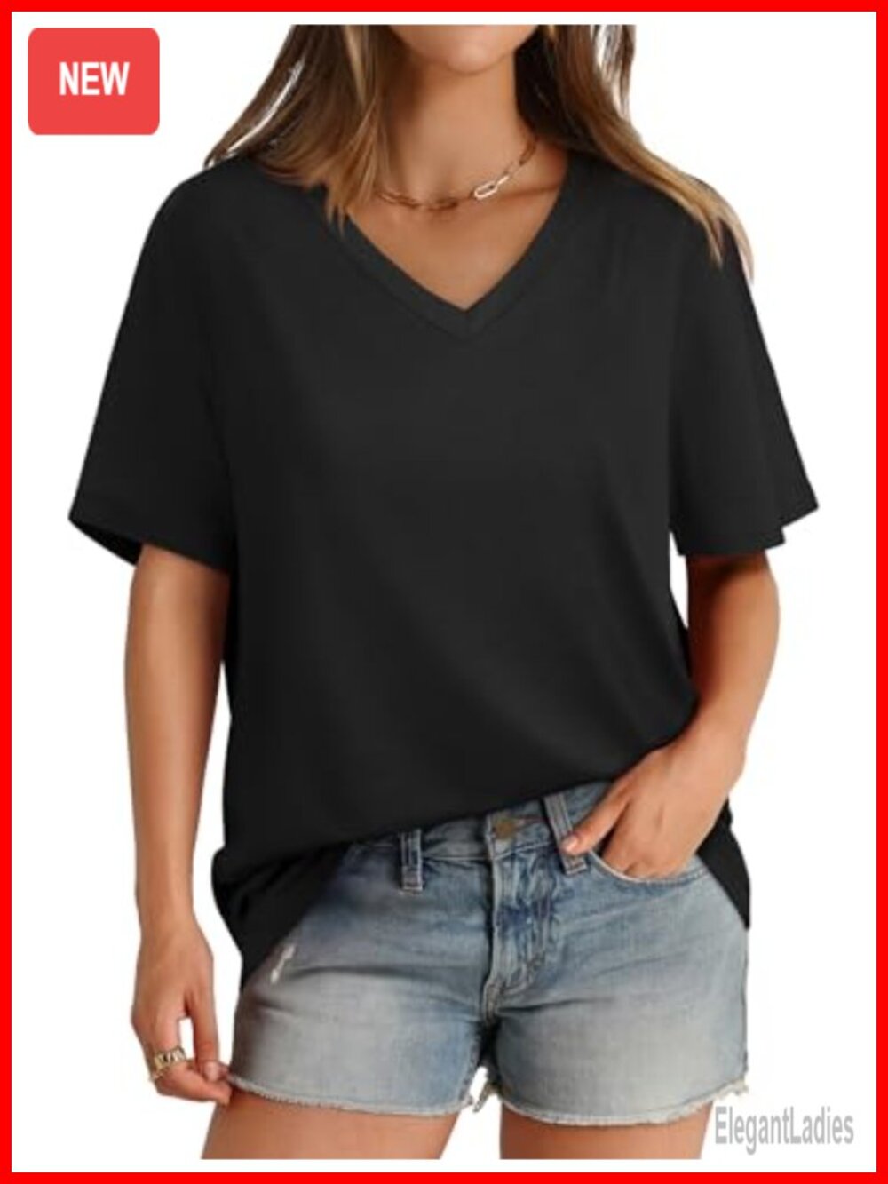 Womens V Neck Short Sleeve T Shirt Loose Casual Tee Summer Top S-4XL